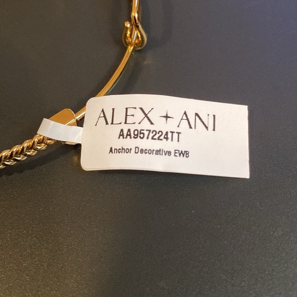 Alex and Ani Two-Tone Textured Anchor Charm Bangle - Picture 5 of 6